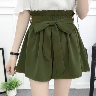 Quần short vải thời trang nữ, eo chun bản to thắt nơ xinh xắn