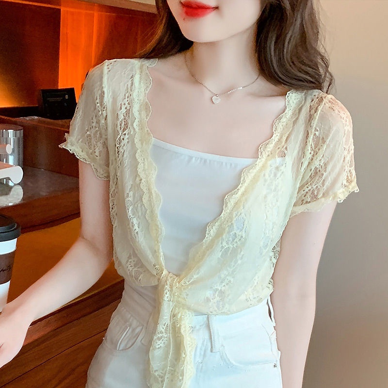 Áo Khoác Chiffon Tay Ngắn Siêu Mỏng Chống Nắng Cho Nữ###