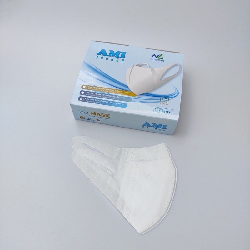 Khẩu trang 3D Mask AMI kháng khuẩn công nghệ nhật bản-hộp 50c