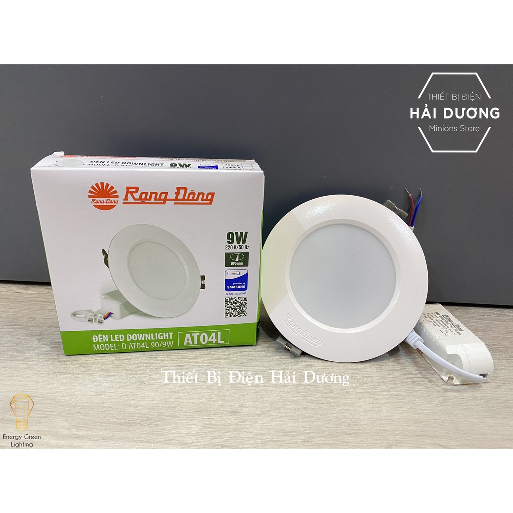 Đèn Downlight Rạng Đông led âm trần D AT04L Khoét Lỗ 90/9w - 110/9w Ánh Sáng Trắng / Vàng