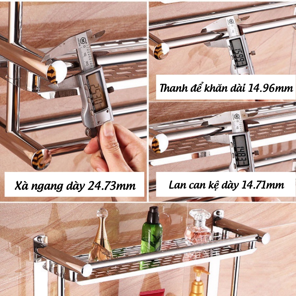 Kệ Nhà Tắm Giá Treo Khăn Nhà Tắm Để Đồ Dùng Inox Đa Năng Gắn Tường THANH XUÂN 98