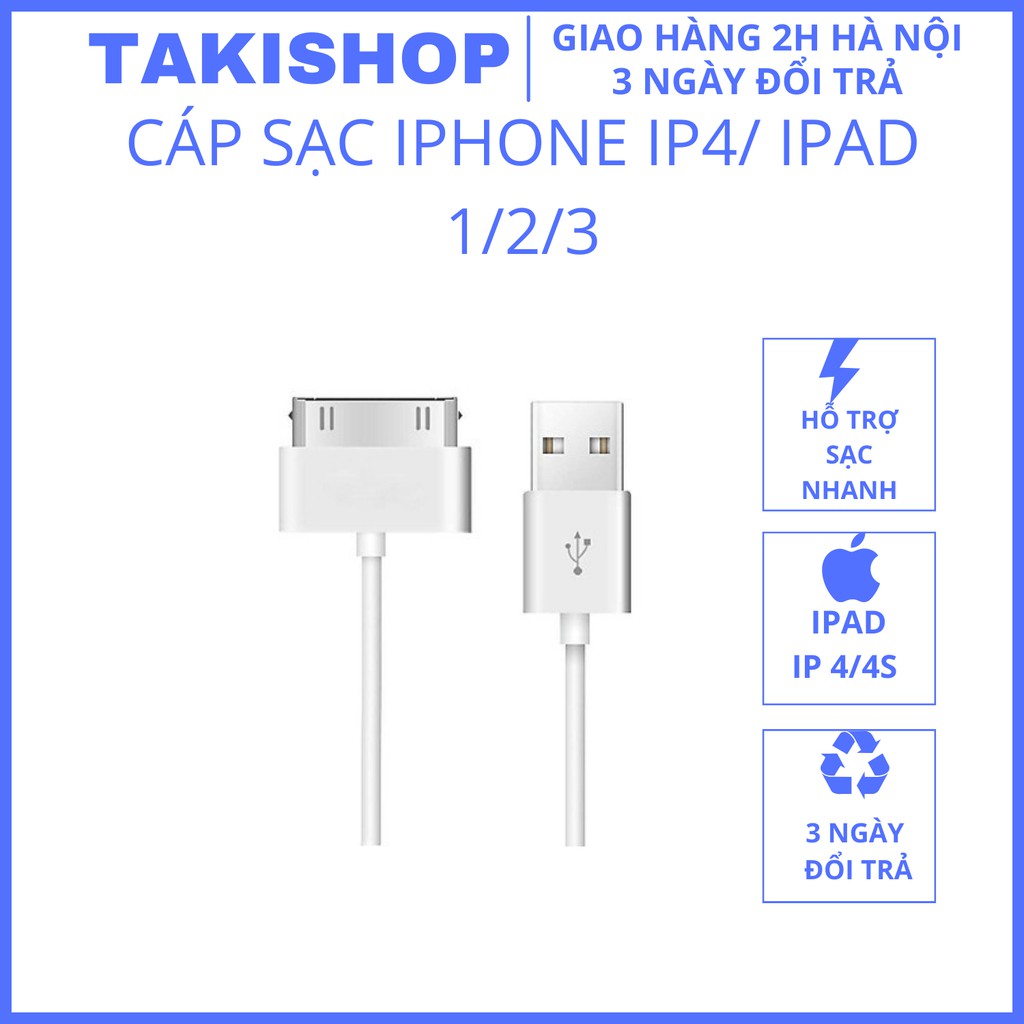 Dây Cáp Sạc Zin 4/4s, Dây Sạc iPhone/iPad 1/2/3/4 - sạc nhanh (loại tốt) zin chính hãng - Mobile Store 198