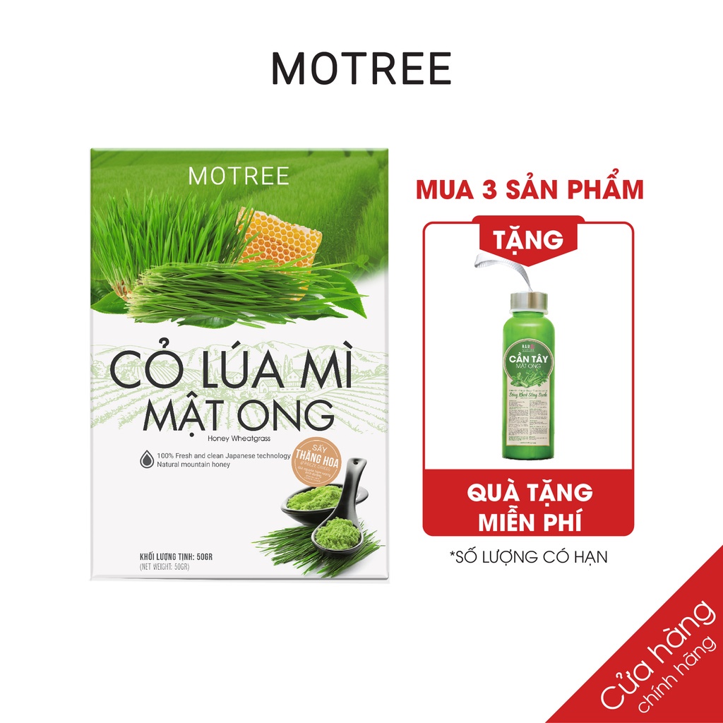 Bột cỏ lúa mì mật ong MOTREEE sấy thăng hoa công nghệ Nhật Bản hộp 54gr