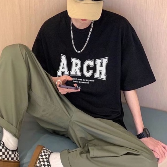 Áo thun Unisex form rộng tay lỡ, Áo phông nam nữ cotton thấm hút, dày dặn mềm mịn họa tiết ARCH