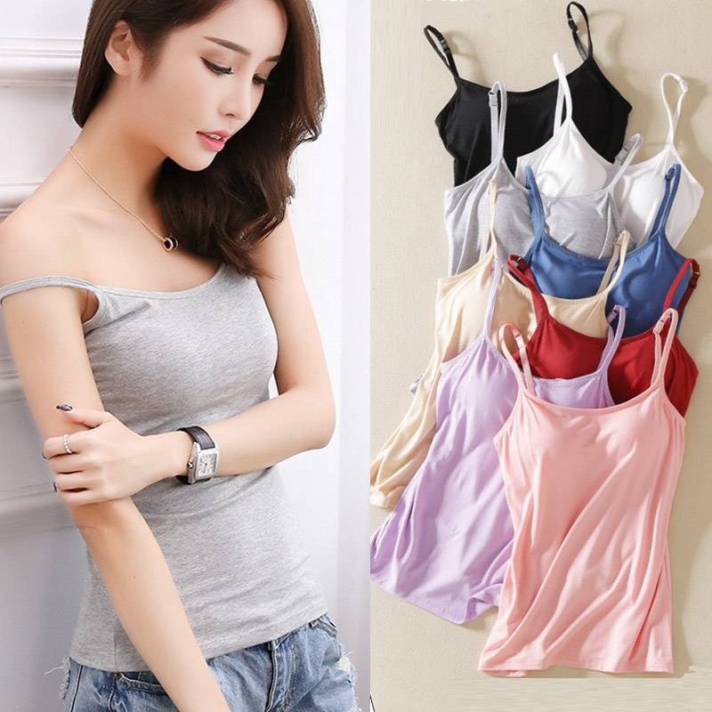 Áo tank top có đệm lót ngực chất liệu Cotton Spandex kích