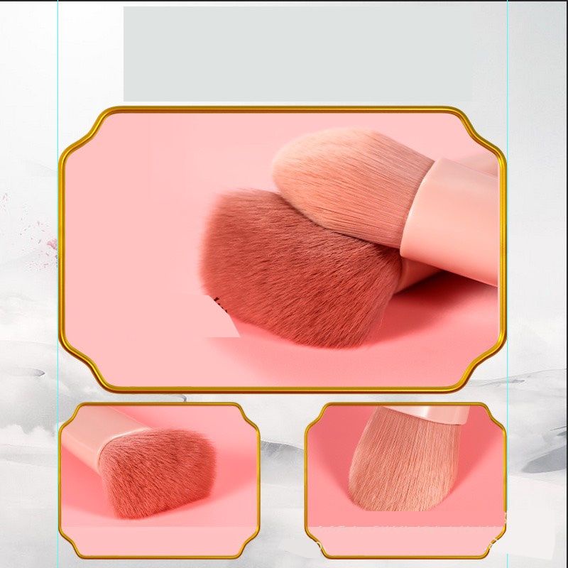 Bộ 5 cọ trang điểm mini màu hồng có gương