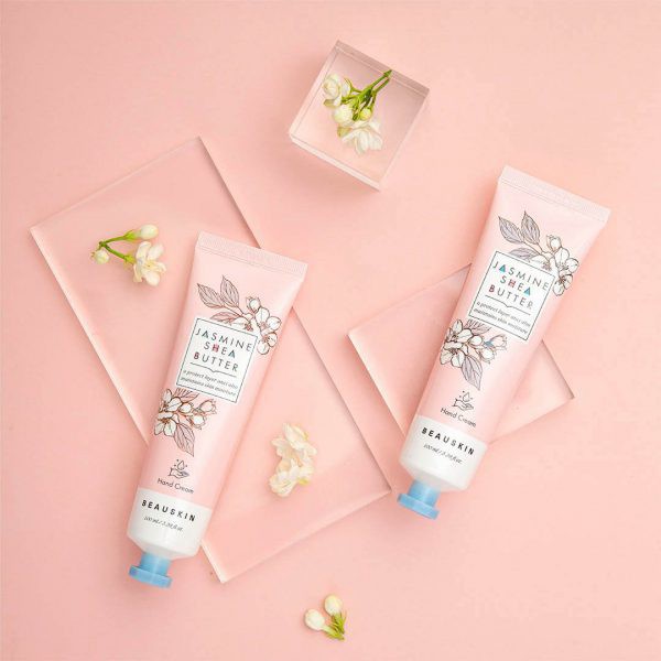 Kem dưỡng tay hạt bơ mềm mịn, chống bong tróc BEAUSKIN JASMINE SHE BUTTER HAND CREAM Hàn quốc 100ml/ Hộp