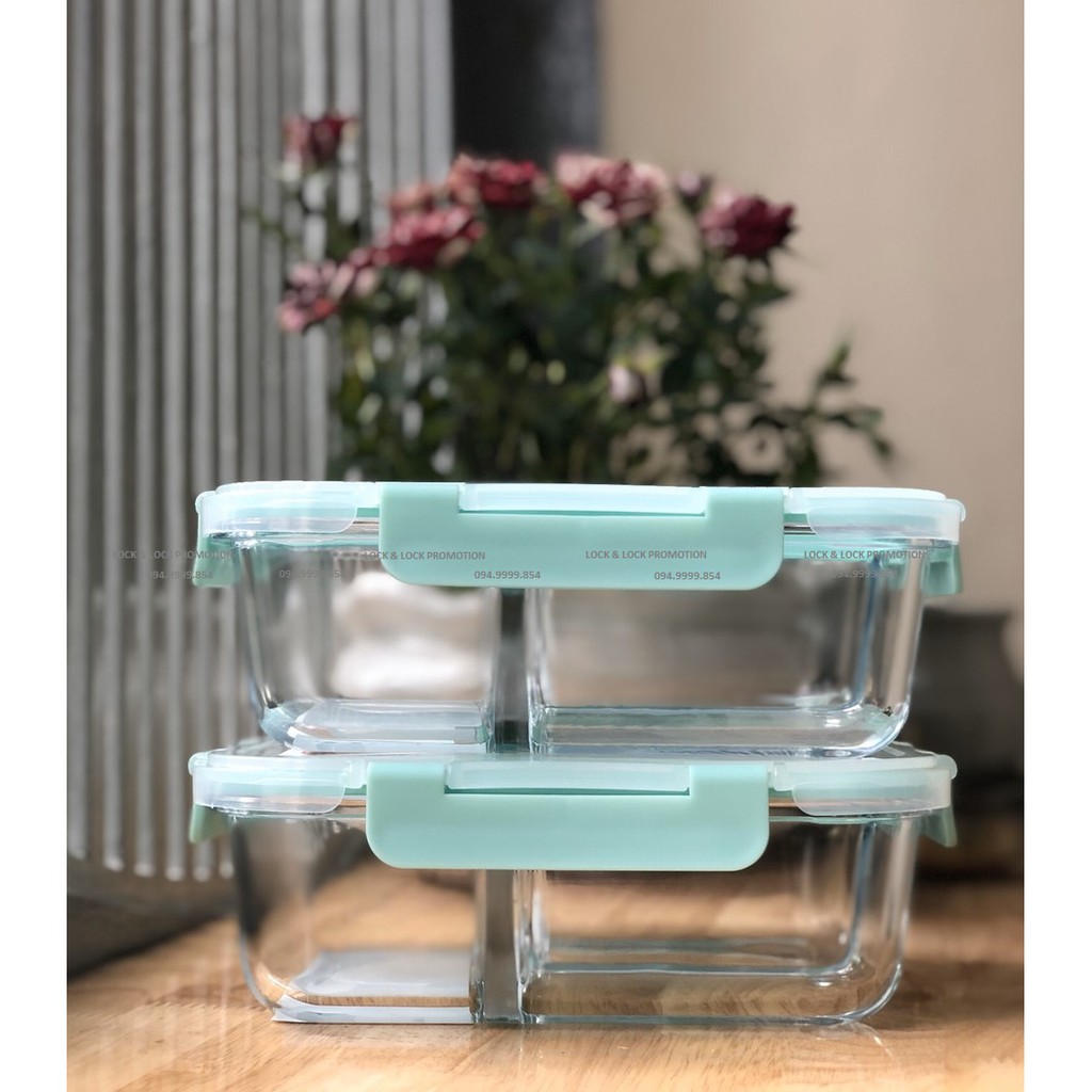 Hộp thủy tinh 3 ngăn Glass Food Container dung tích 1040ml LLG458