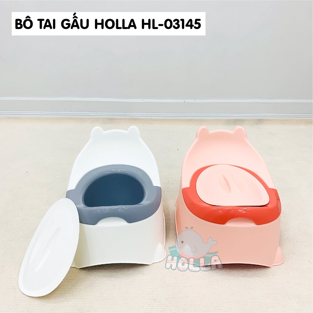 Bô ngồi có nắp đậy hình vịt - hình tai gấu HOLLA - dễ dàng tháo lắp, lau chùi vệ sinh