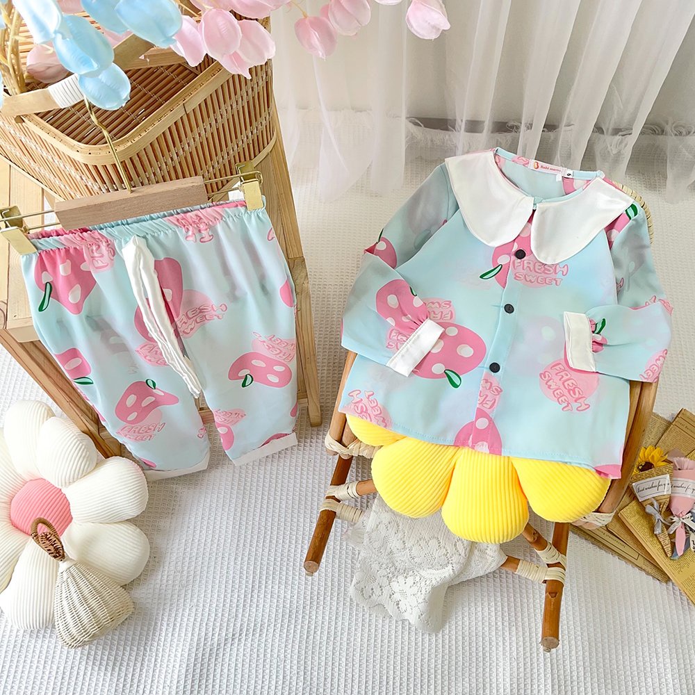 Bộ Ngủ Pijama Lụa Mango In Hình Dành Cho Bé Gái - BPN29