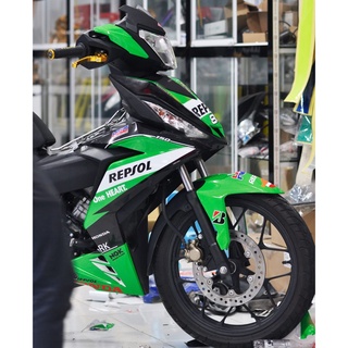 Tem trùm xe Winner xanh lá trắng đen repsol 150 V1, độ thiết kế team dán phủ decal xe máy giá rẻ đẹp