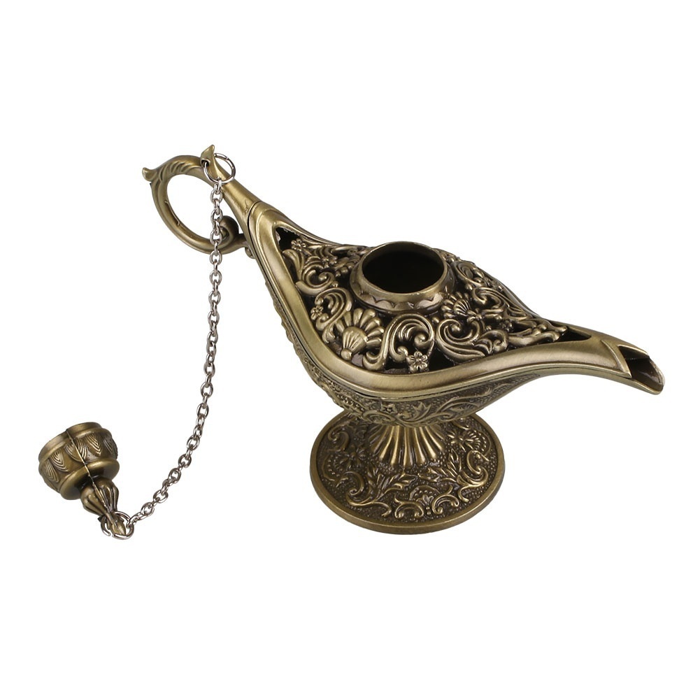 Ấm trà bằng hợp kim kẽm hình cây đèn Aladdin phong cách vintage
