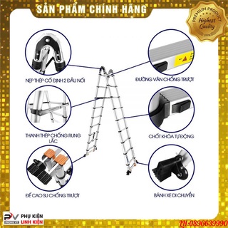 Thang nhôm rút chữ A Anita cao cấp dài 2.5m - Tổng độ dài 5 m