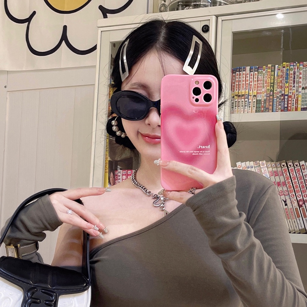 Ốp Điện Thoại Mềm Bảo Vệ Toàn Diện Chống Rơi Họa Tiết Trái Tim Dành Cho IPhone 13 12 11 Pro Max XS XS Max XR XS X
