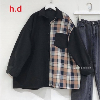 [RẺ VÔ ĐỊCH] Áo sơ mi phối nửa kẻ HARI