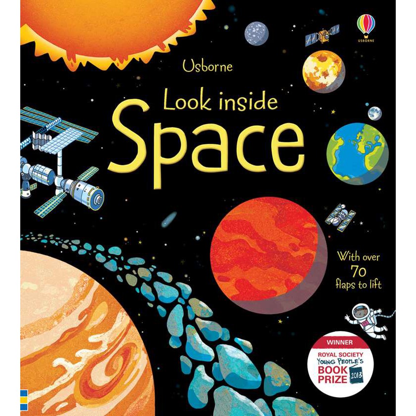 Sách Look Inside Space Usborne lật mở khám phá vũ trụ không gian cho bé từ 4 tuổi