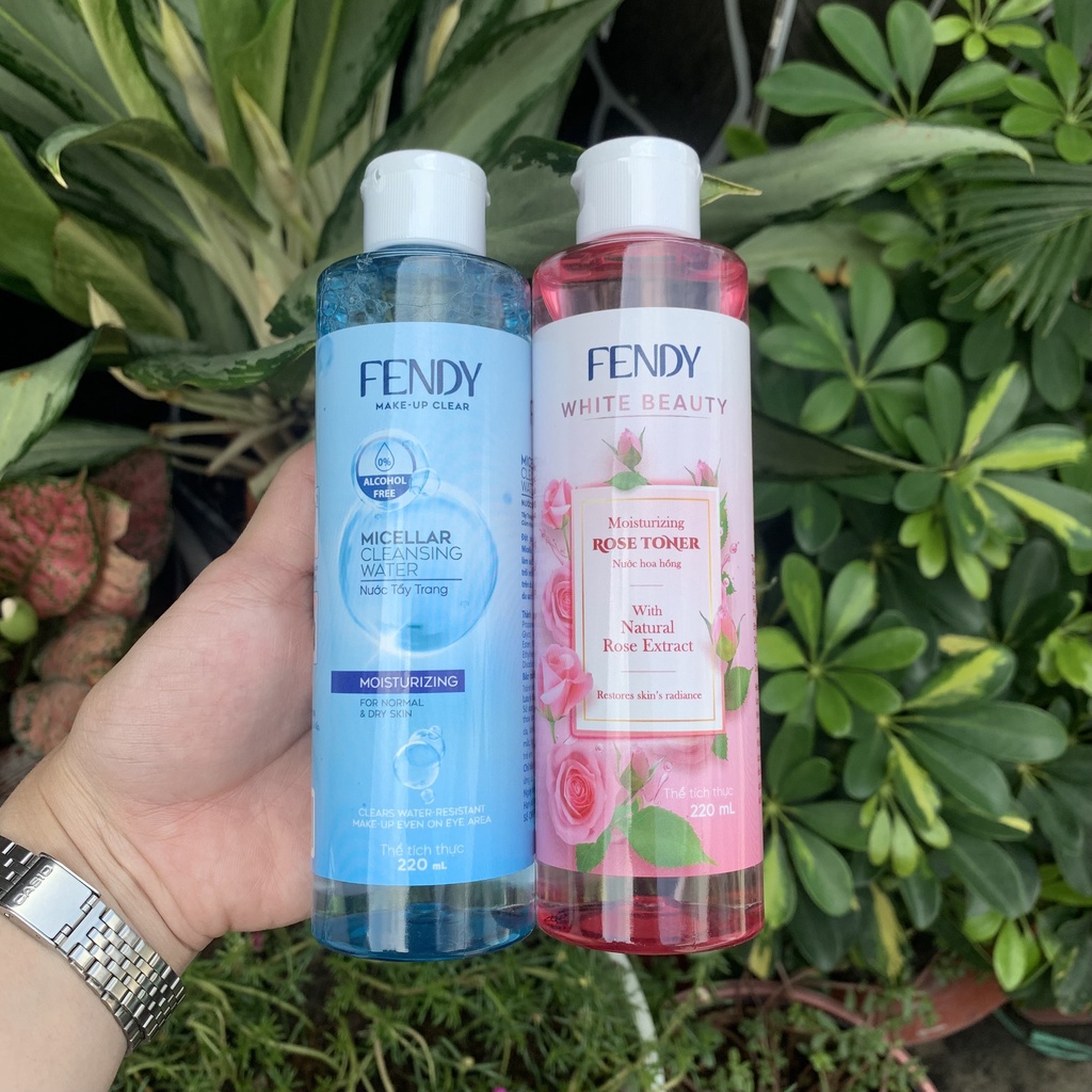Combo Nước hoa hồng cân bằng da và Nước tẩy trang dưỡng ẩm Fendy 200ml hàng chính hãng