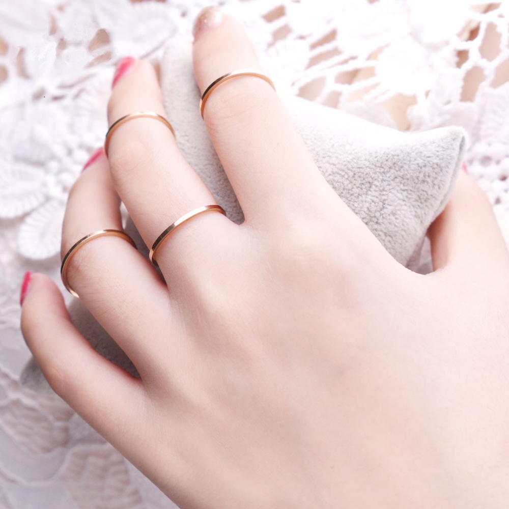 Nhẫn đeo ngón tay thiết kế trơn cỡ 3-10 2mm thời trang xinh xắn cho nữ