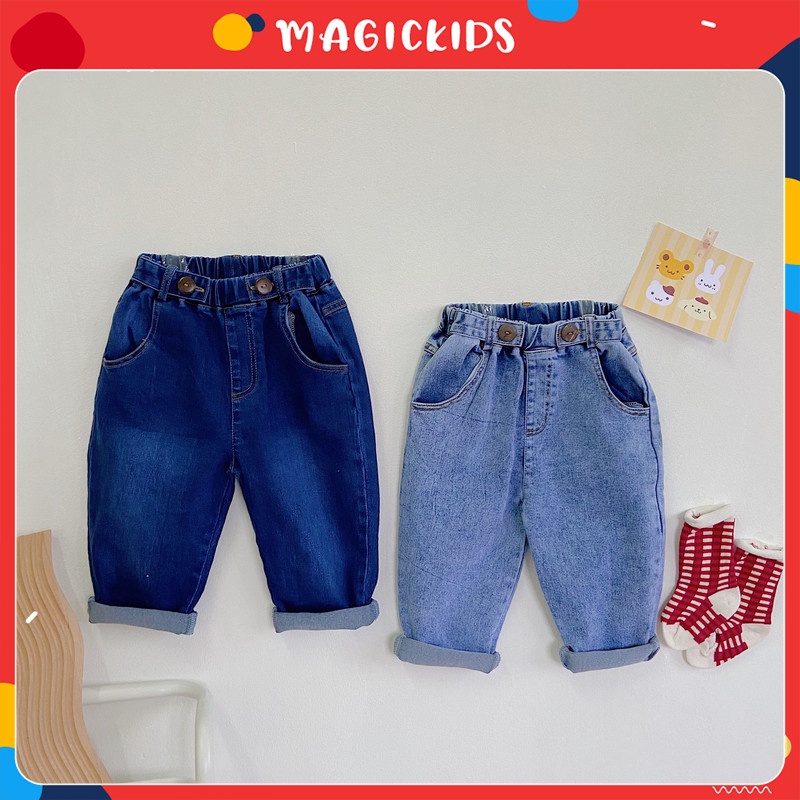 Quần bò trẻ em quần jean dài bé trai cạp chun dáng baggy Magickids quần áo trẻ em thời trang cá tính