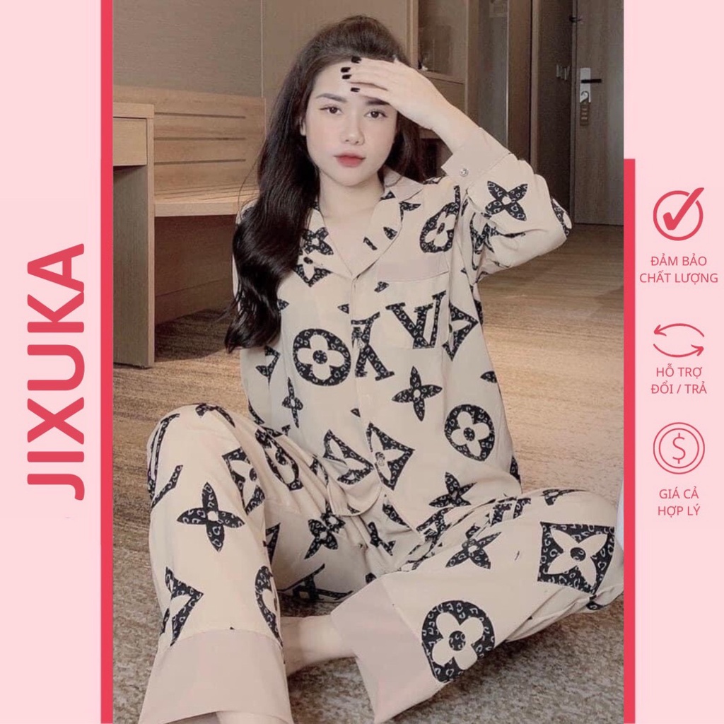 Đồ pijama nữ cổ sen dài tay, Bộ đồ mặc ở nhà hót nhất năm - Jixuka Shop