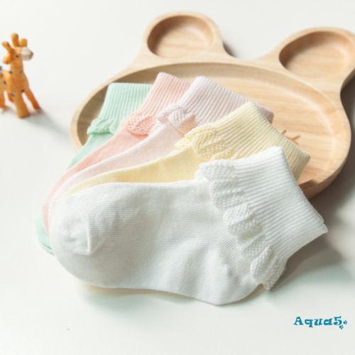 Bộ 5 đôi tất cotton màu trơn dễ thương cho bé