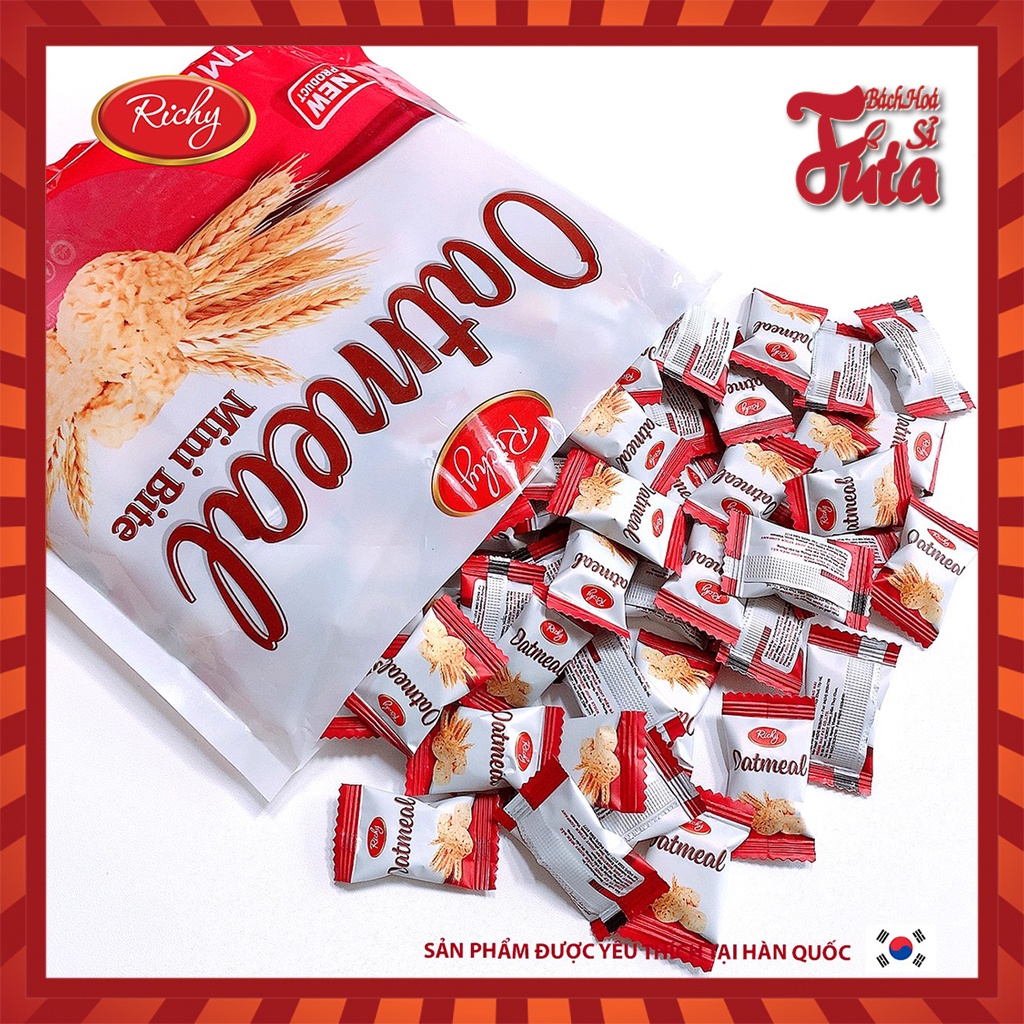Bánh yến mạch Oatmeal Richy gói 250g, từng viên nhỏ thơm ngon dinh dưỡng