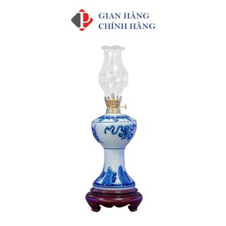 Đèn thờ dầu chữ Ngũ Phúc Phùng Gia men Lam Trắng Trơn - Gốm sứ Bát Tràng cao cấp