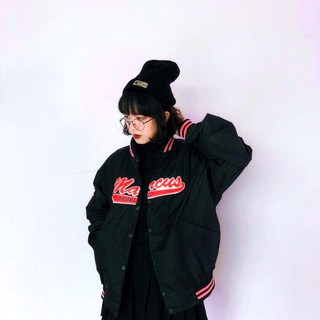 Áo Khoác Dù BOMBER MARCUS Đen Viền Đỏ Unisex