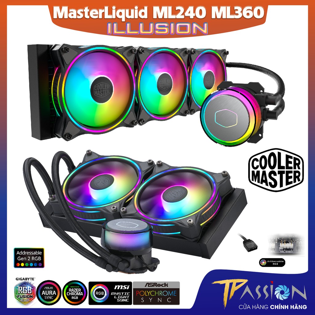 Tản nhiệt nước AIO CPU COOLER MASTER MASTERLIQUID ML240 | ML360 ILLUSION ARGB Gen 2 - Chính hãng