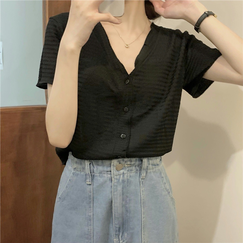 NZN Áo Kiểu Tay Ngắn Cổ Chữ V Thiết Kế Mới Thời Trang Mùa Hè Dành Cho Nữ