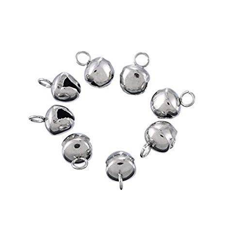10 chuông màu bạc size 8mm mix vòng làm handmade