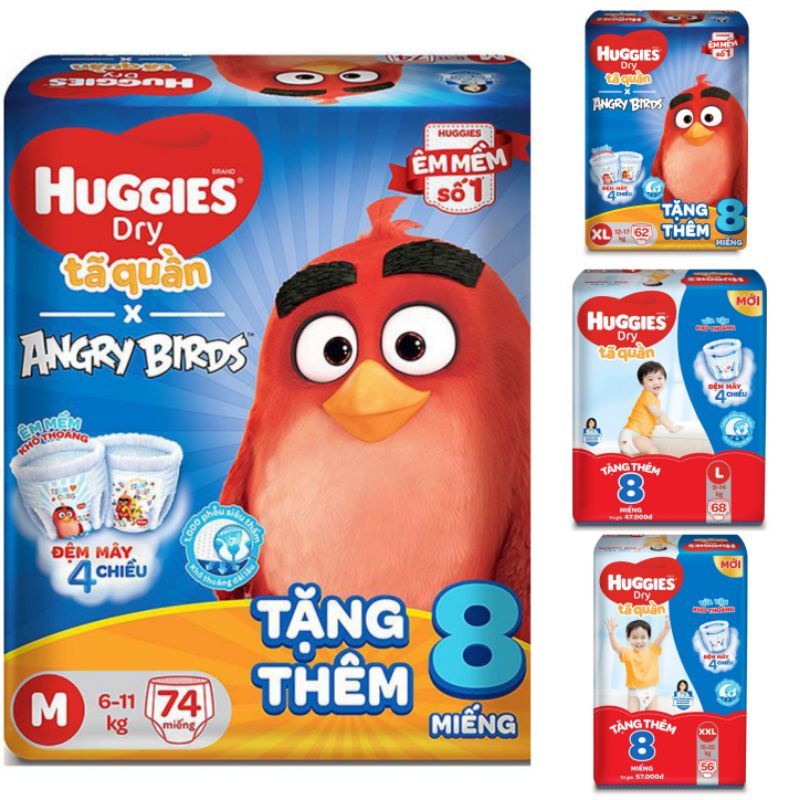 bỉm tã quần huggies M74 L68 XL62 XXL56