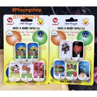 Móc dán 5 nhật HPG116 - Móc treo dán tường bằng nhựa cao cấp siêu tiện lợi Hofaco
