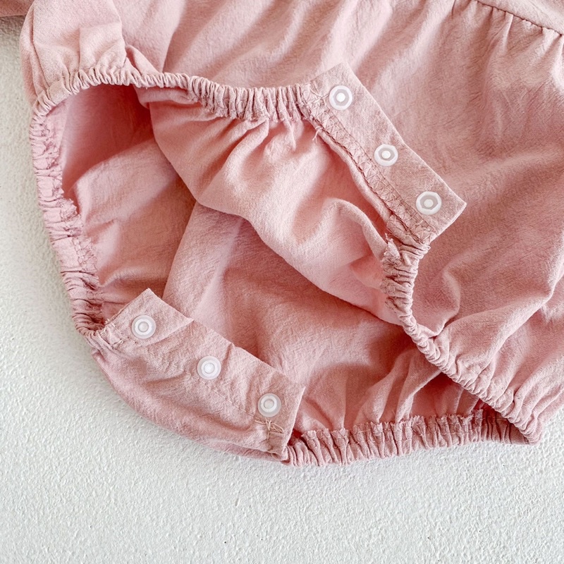 Bodysuit Dài Tay Màu Hồng Cổ Sen Bé Gái Từ 0-2 Tuổi Quảng Châu Cao Cấp