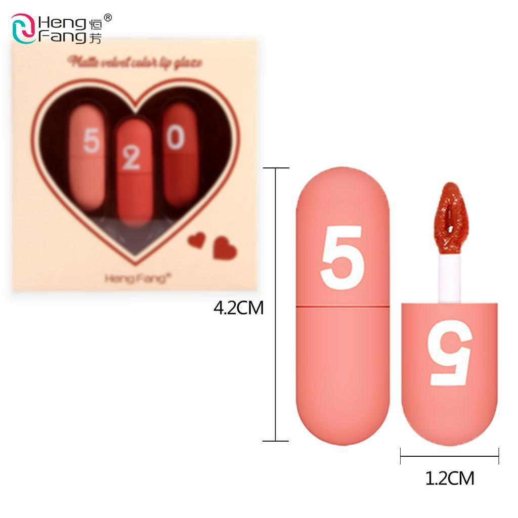Set 3 son môi HENGFANG chống thấm nước và lâu trôi cao cấp chuyên dụng