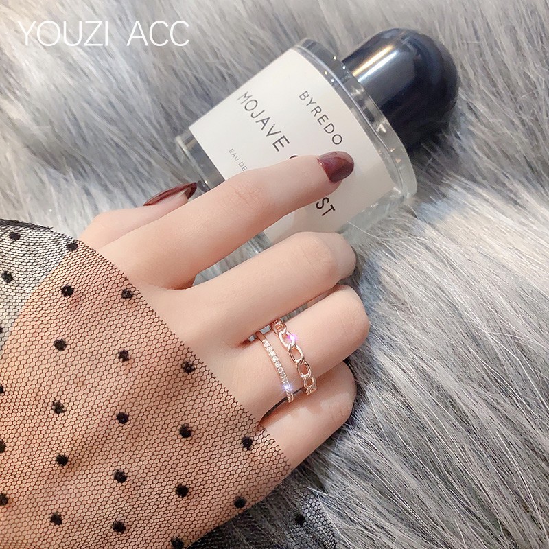 Nhẫn Hở Đính Kim Cương Nhân Tạo Thiết Kế Đơn Giản Thời Trang