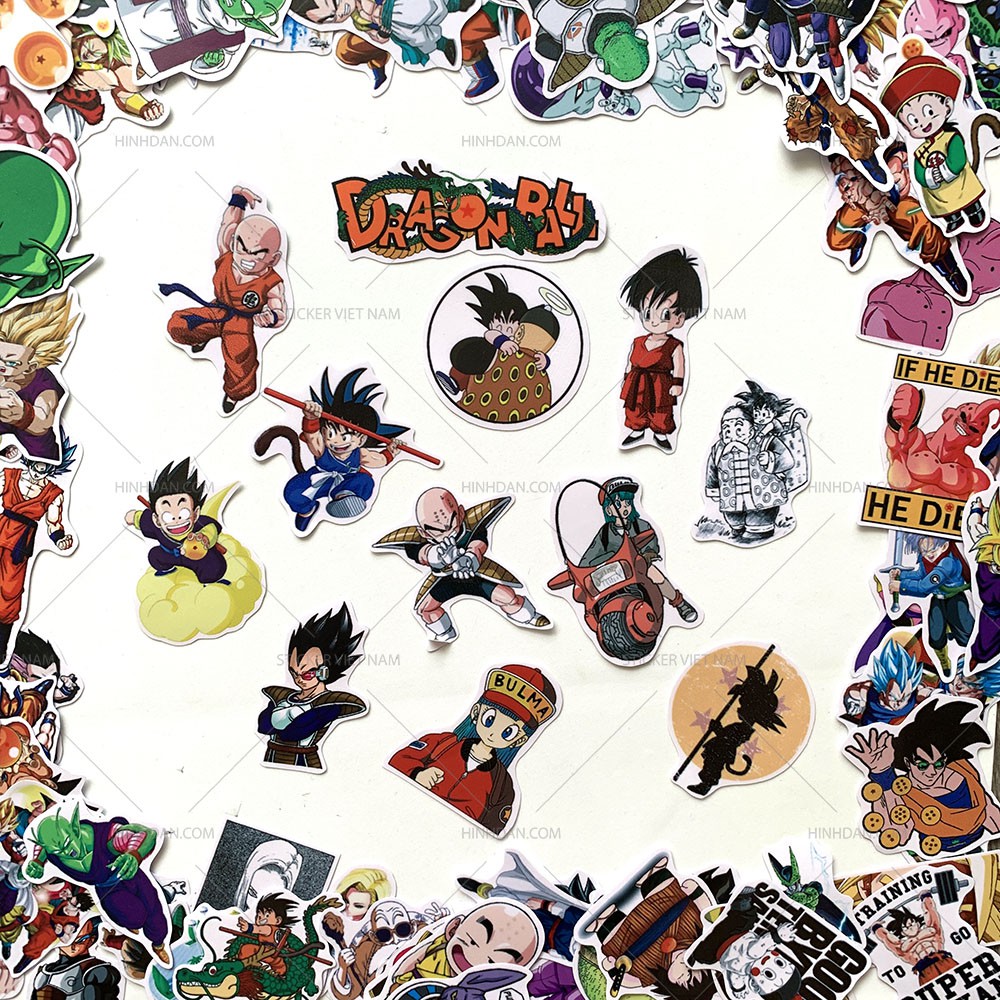 Sticker DRAGON BALL - Bảy Viên Ngọc Rồng Hình Dán Decal Chống Nước Trang Trí VaLi, Laptop, Mũ Bảo Hiểm Goku, Gohan