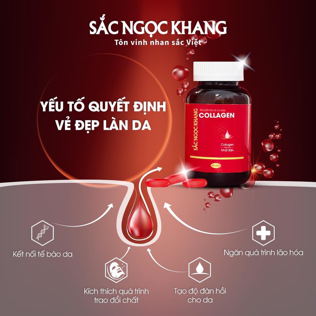 Combo 3 Hộp COLLAGEN Sắc Ngọc Khang thế hệ mới nguyên chất nguyên liệu nhập khẩu từ Nhật