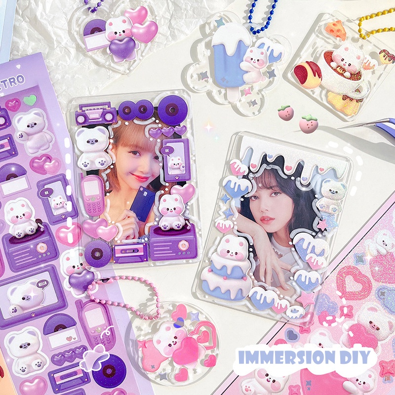 1 Sticker Dán Trang Trí Hình Gấu Thỏ