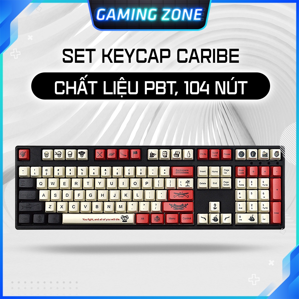 Keycap bàn phím cơ Caribe/Pixel/VideoGame/User nhựa PBT 108 phím siêu đẹp