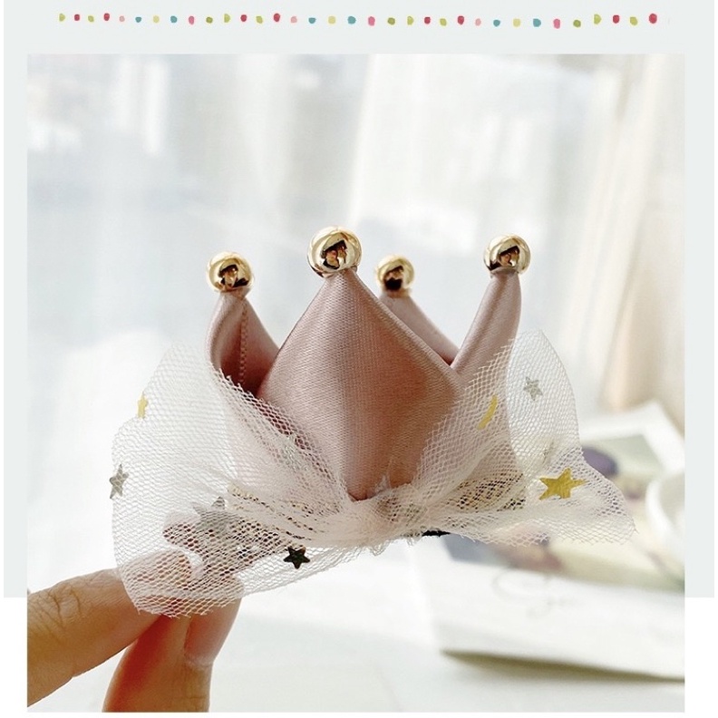 Vương miện kẹp tóc cho bé, phụ kiện sinh nhật, phụ kiện tóc băng đô, turban cho bé