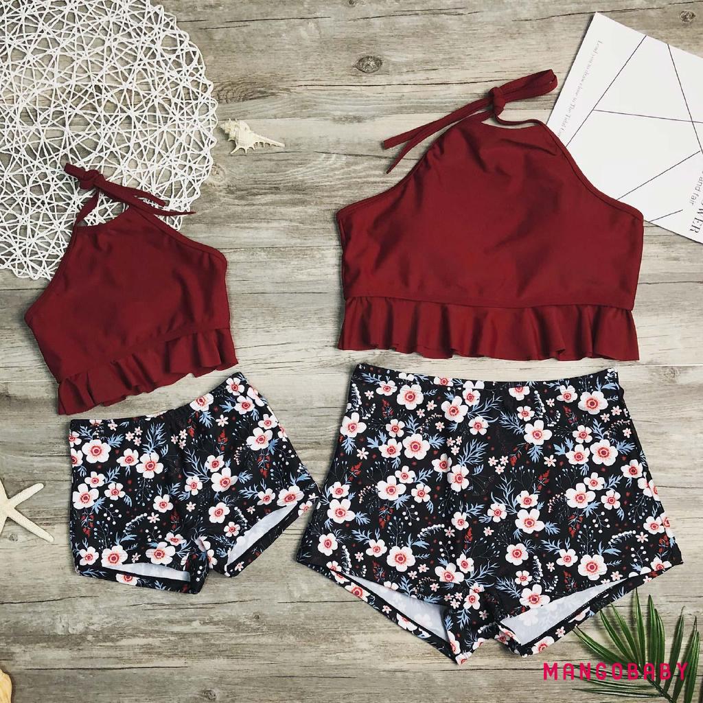 0gb-new Họ Phù Hợp Với Đồ Bơi Mẹ Và Con Gái Nữ Trẻ Em Bikini Hoa