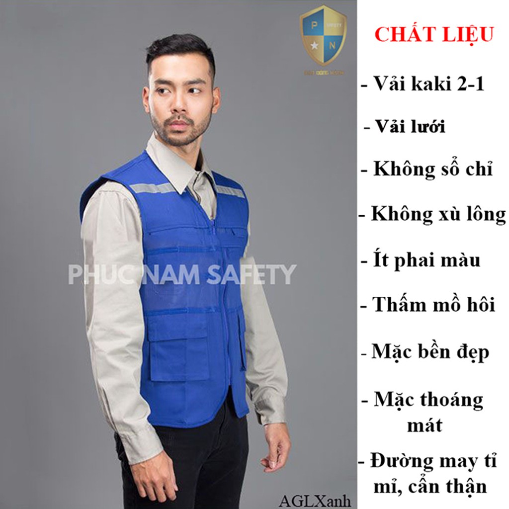 Áo bảo ghi lê phản quang xanh bích, áo ghi lê, đồng phục kỹ sư, BHLĐ Phúc Nam