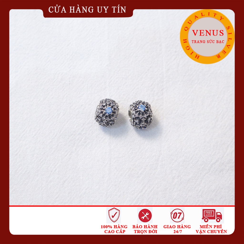 Hạt charm cầu xù xanh dương- Bạc 925 cao cấp- Trang sức bạc Venus