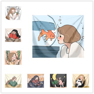 Hanging Fabric Background Cloth Girl Cartoon Wall Cloth Room Decoration Bedside Painting Canvas Tapestry-2