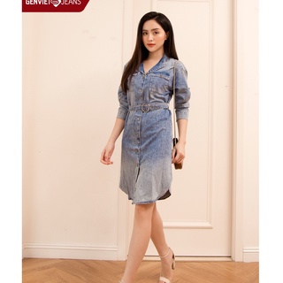 Đầm Jeans Nữ GENVIET Thắt Lưng Belt Phối Hai Túi Ngực Chất Mềm Nhẹ Tiêu Chuẩn Quốc Tế TD323J1303