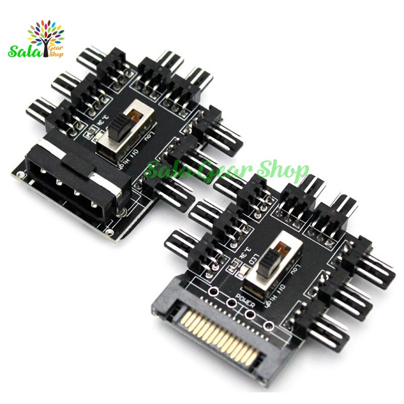 Fan Hub 10 cổng 4pin PWM, 1 tụ (OEM)