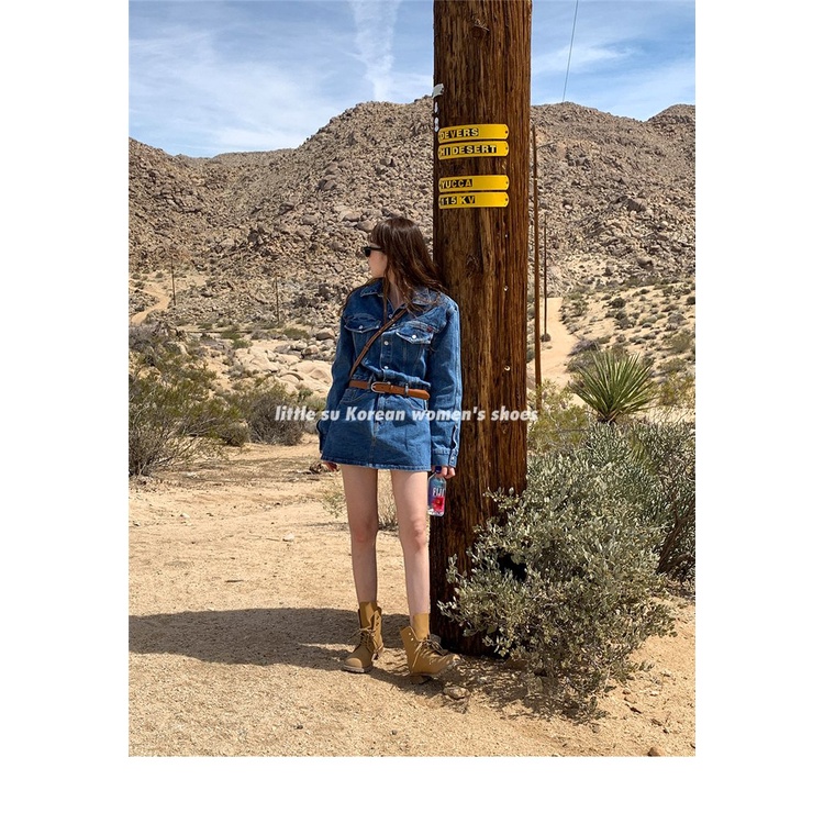 Giày Bốt Martin Da Mềm Gót Dày Mũi Tròn Cột Dây Kiểu Retro Phong Cách Anh Quốc Thời Trang