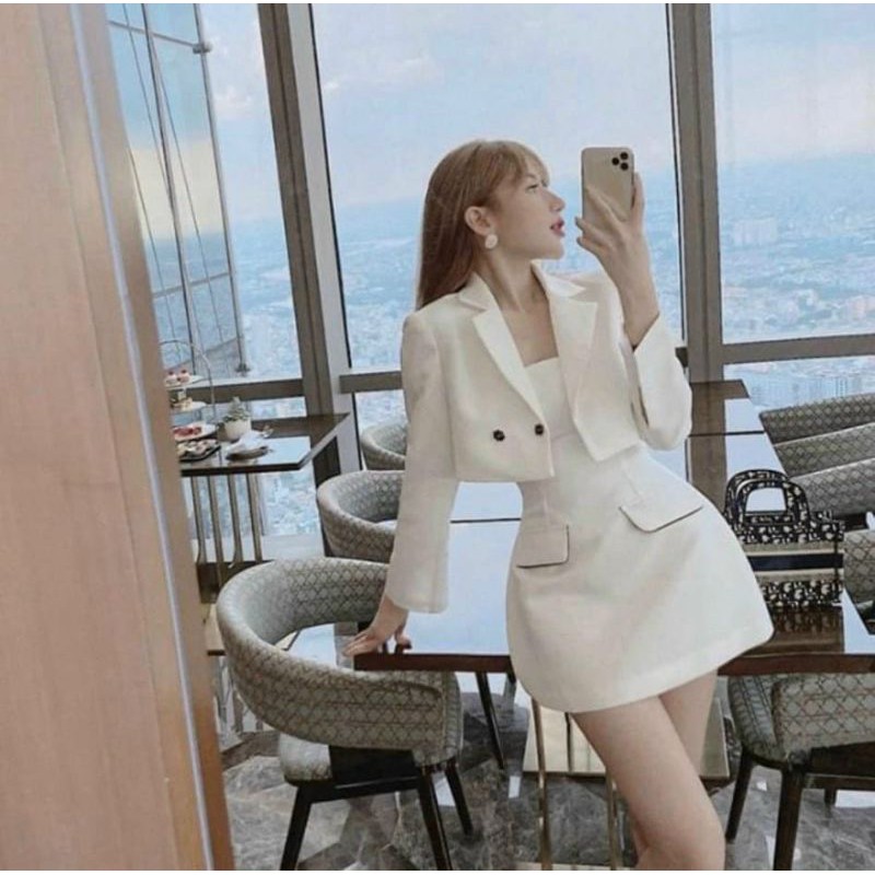 Set áo vest viền túi kèm váy | BigBuy360 - bigbuy360.vn