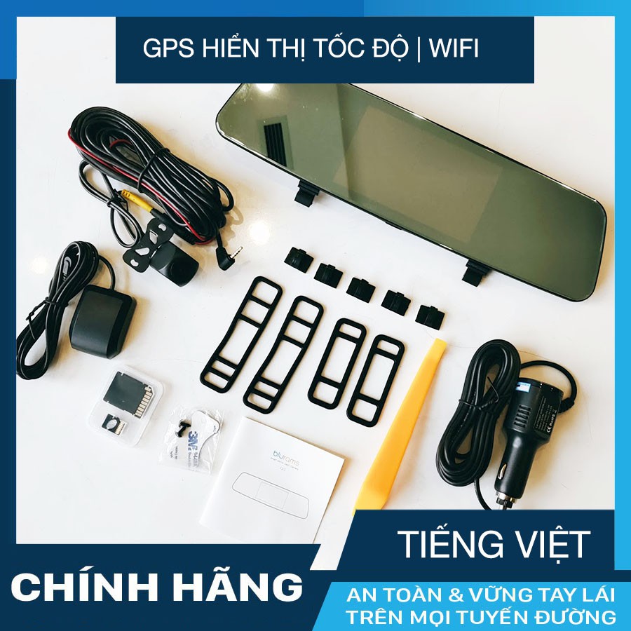 CAMERA HÀNH TRÌNH TRÊN GƯƠNG BLURAMS 2 MẮT GPS ADAS WIFI + THẺ NHỚ 32GB | BigBuy360 - bigbuy360.vn